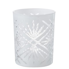 CANDLE HOLDER GLASS STAR WHITE    - CANDLE HOLDERS, CANDLES